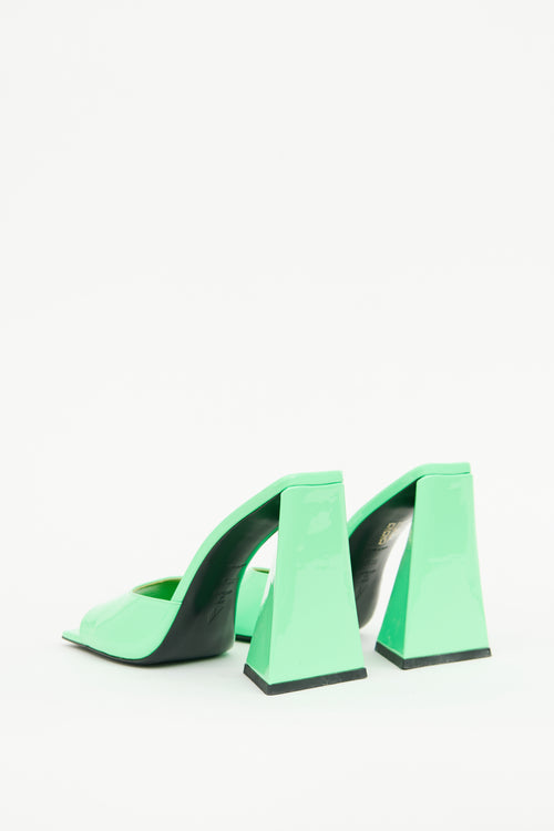 The Attico Green Patent Devon Mule Sandal