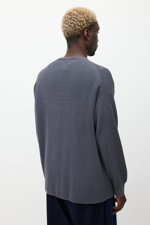 Auralee Grey Ribbed Cardigan