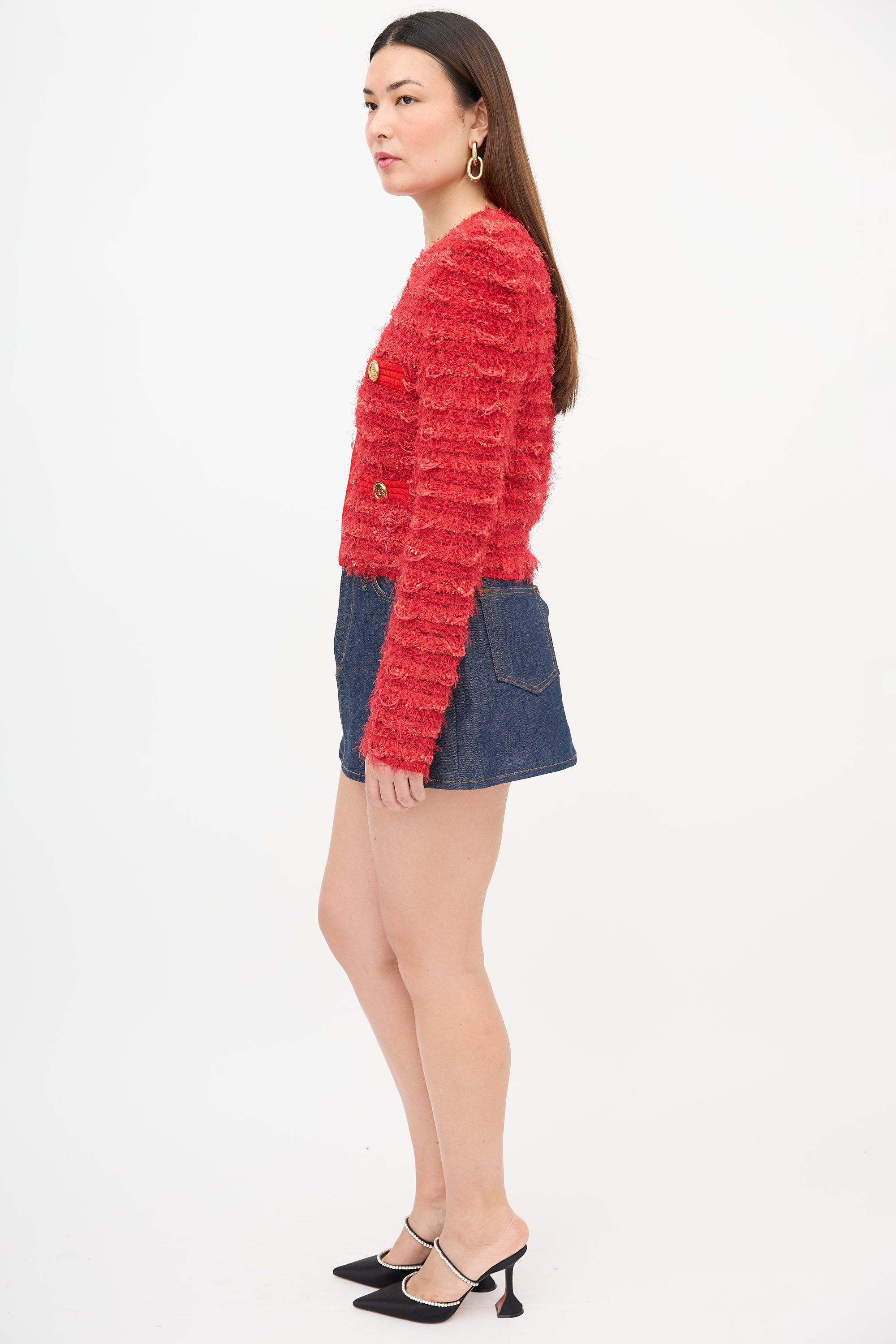 Balmain Fringe Tweed Zip Jacket