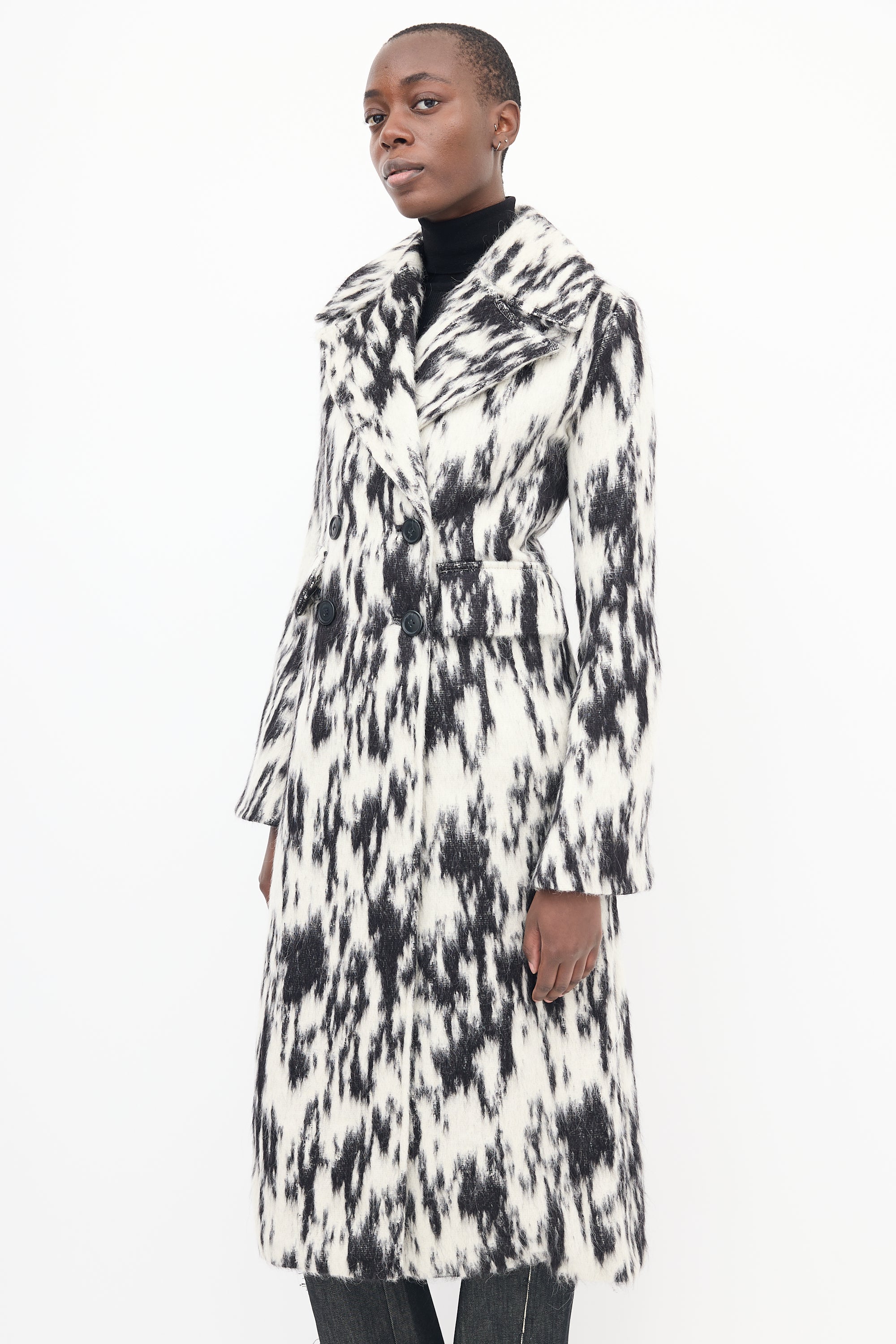 Beaufille Black & White Double Breasted Coat