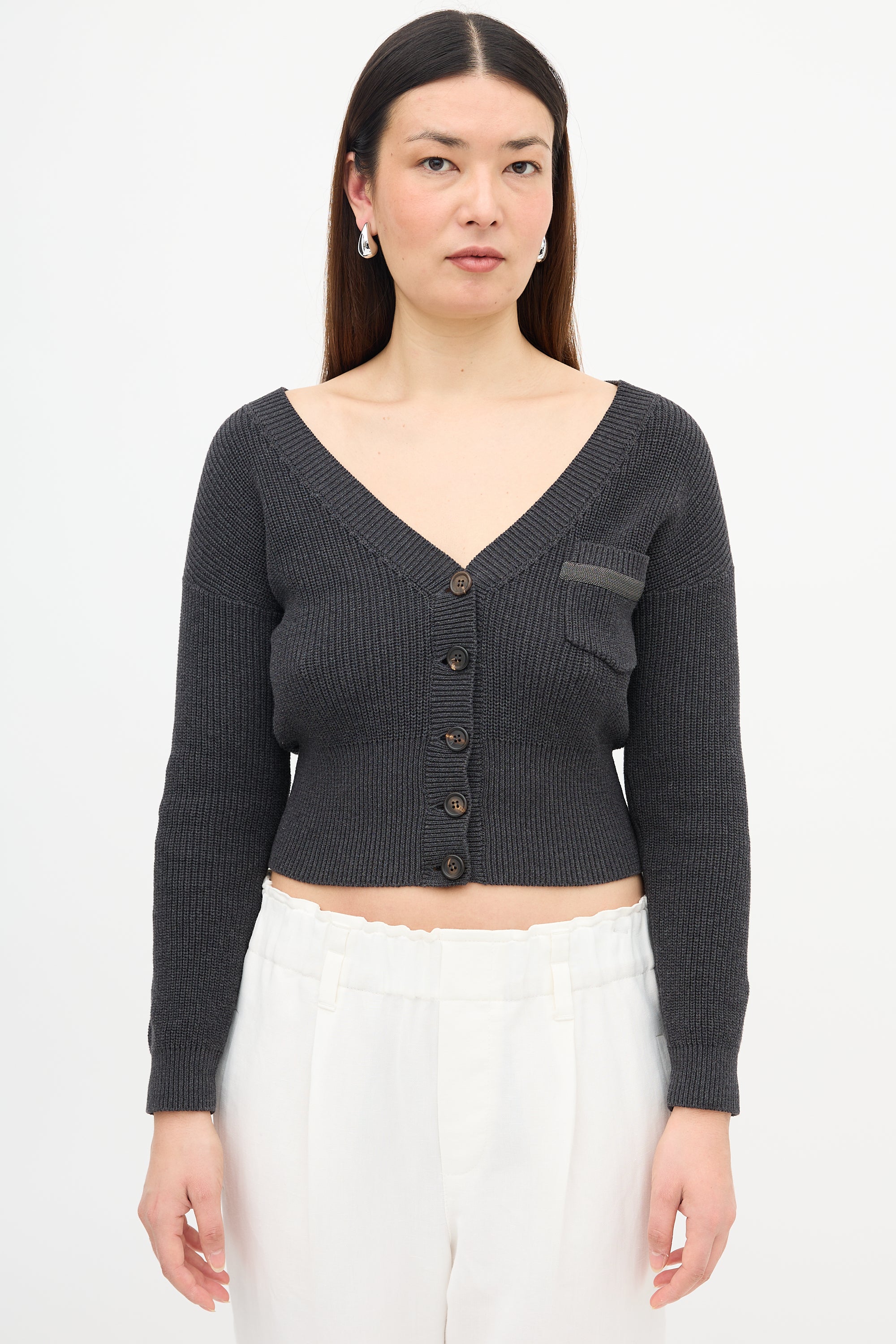 Brunello Cucinelli Monili Trim Pocket Cardigan