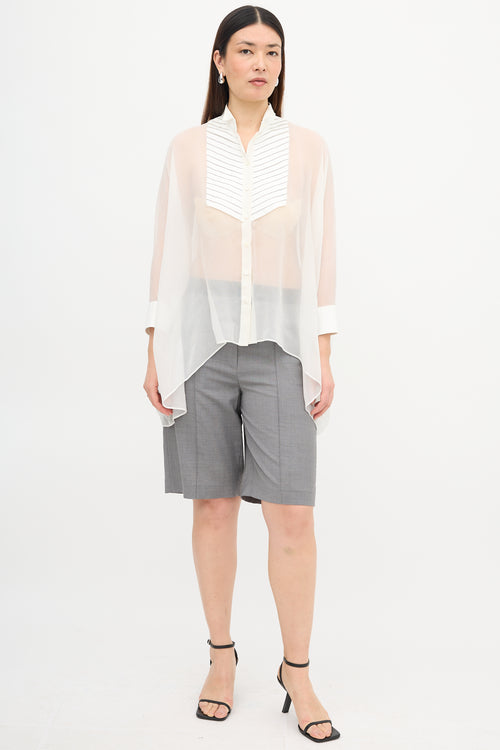 Brunello Cucinelli Sheer Monili Yoke Blouse