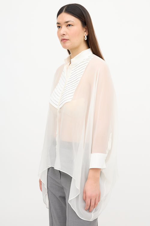 Brunello Cucinelli Sheer Monili Yoke Blouse