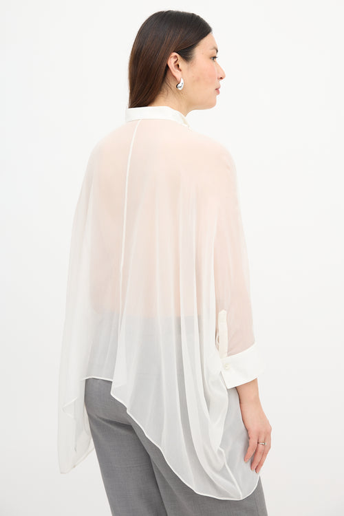 Brunello Cucinelli Sheer Monili Yoke Blouse