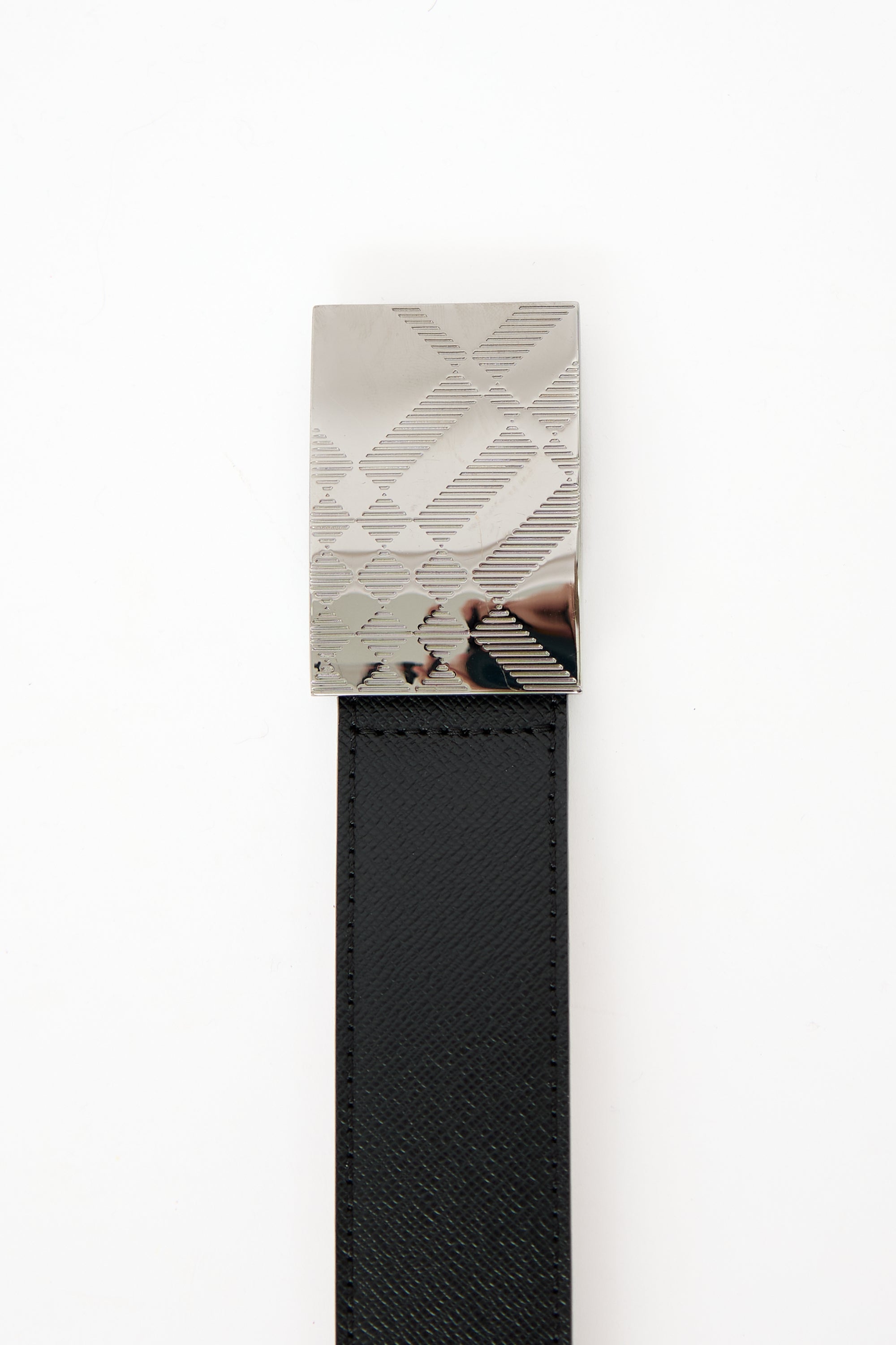 Burberry Leather Nova Check Buckle Belt