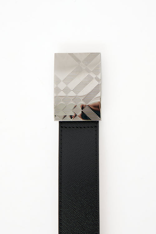 Burberry Leather Nova Check Buckle Belt
