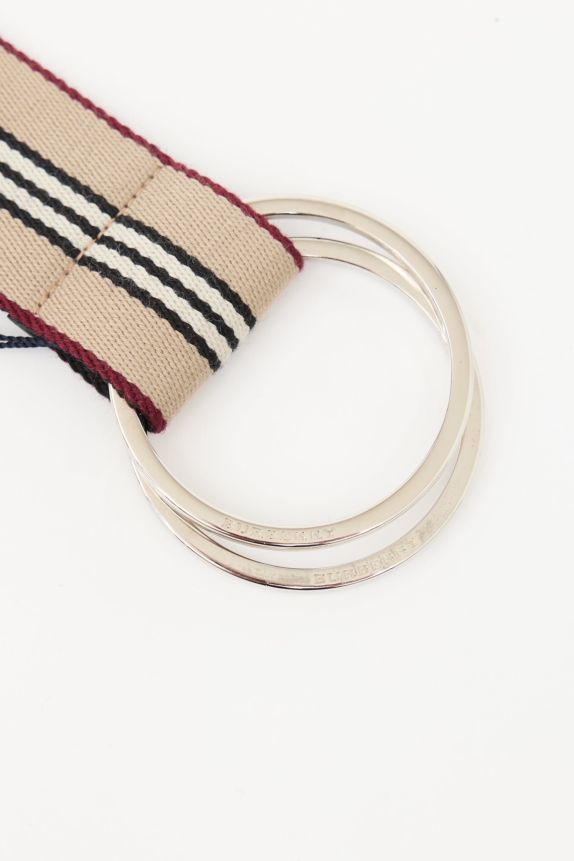 Burberry Striped Oversized Buckle Belt