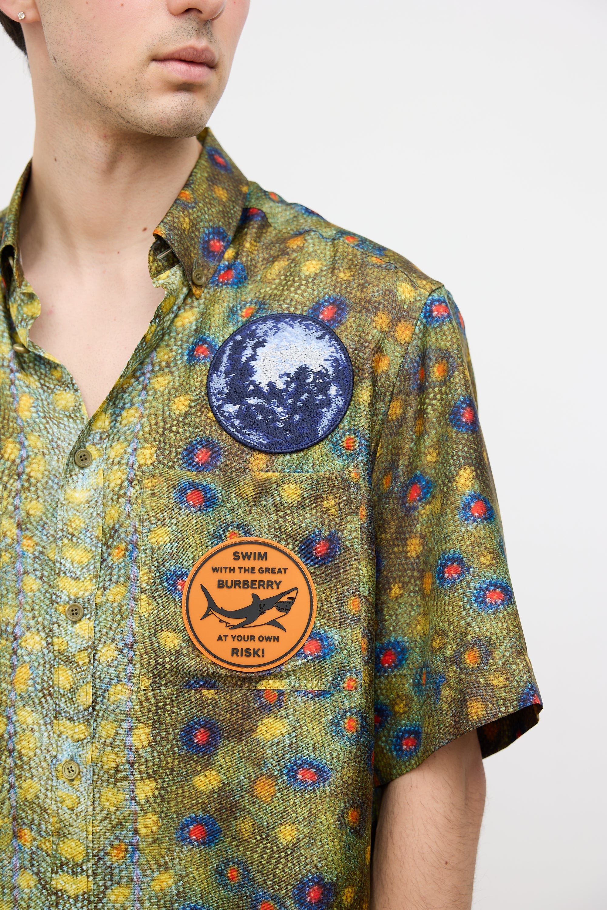 Burberry Green & Multi Silk Printed Shirt