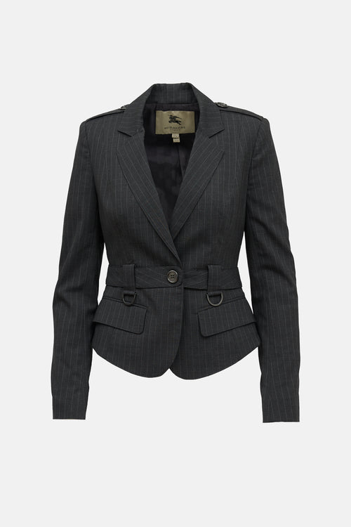 Burberry Pinstripe Belted Blazer