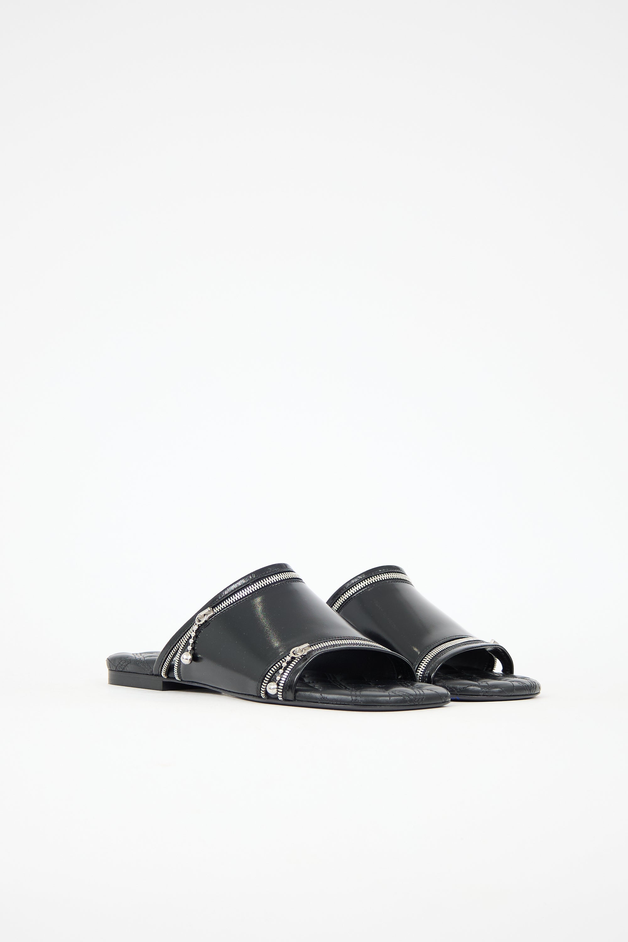 Burberry Leather Zip Slide