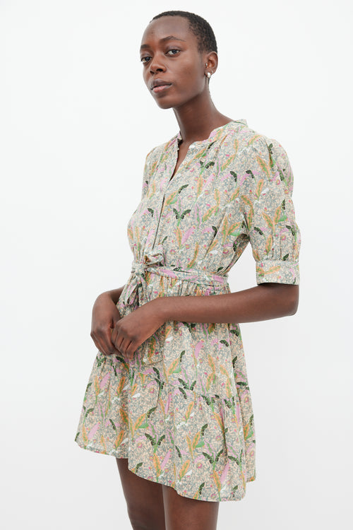 Ba&sh Green & Multicolour Floral Belted Dress