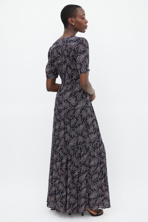 Ba&sh Navy & Pink Floral Wrap Dress