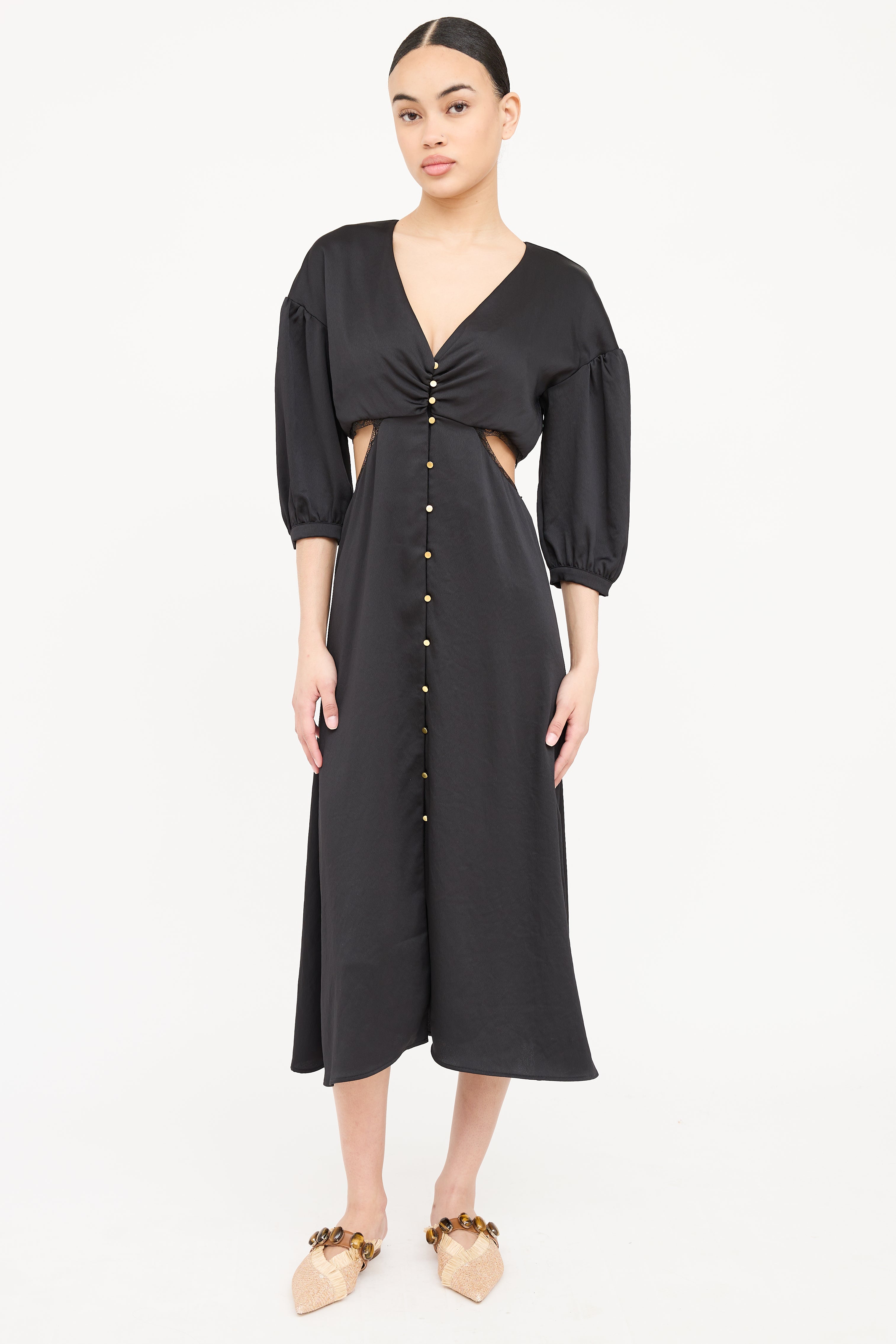 Ba&sh Cut Out Button Up Maxi Dress