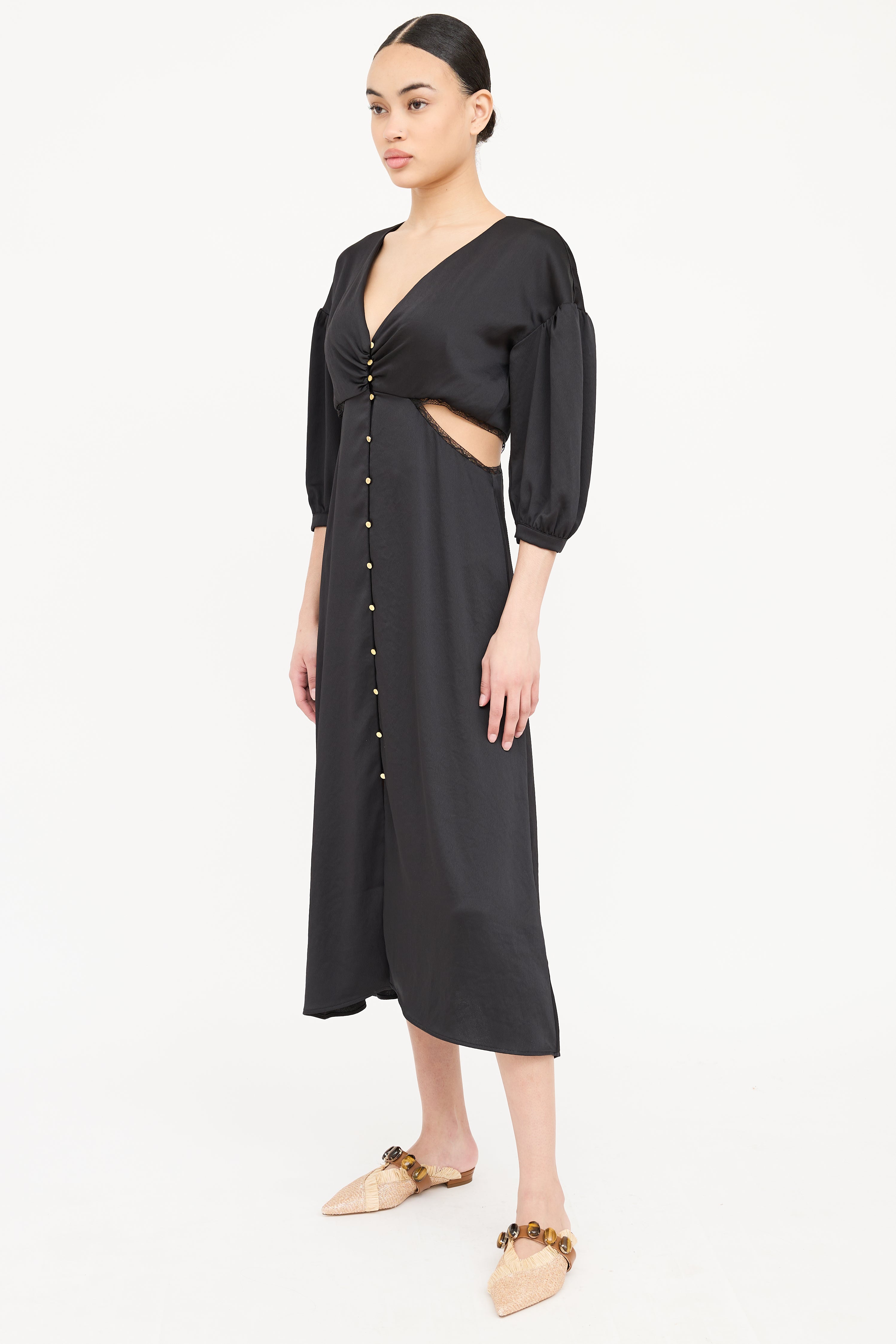 Ba&sh Cut Out Button Up Maxi Dress