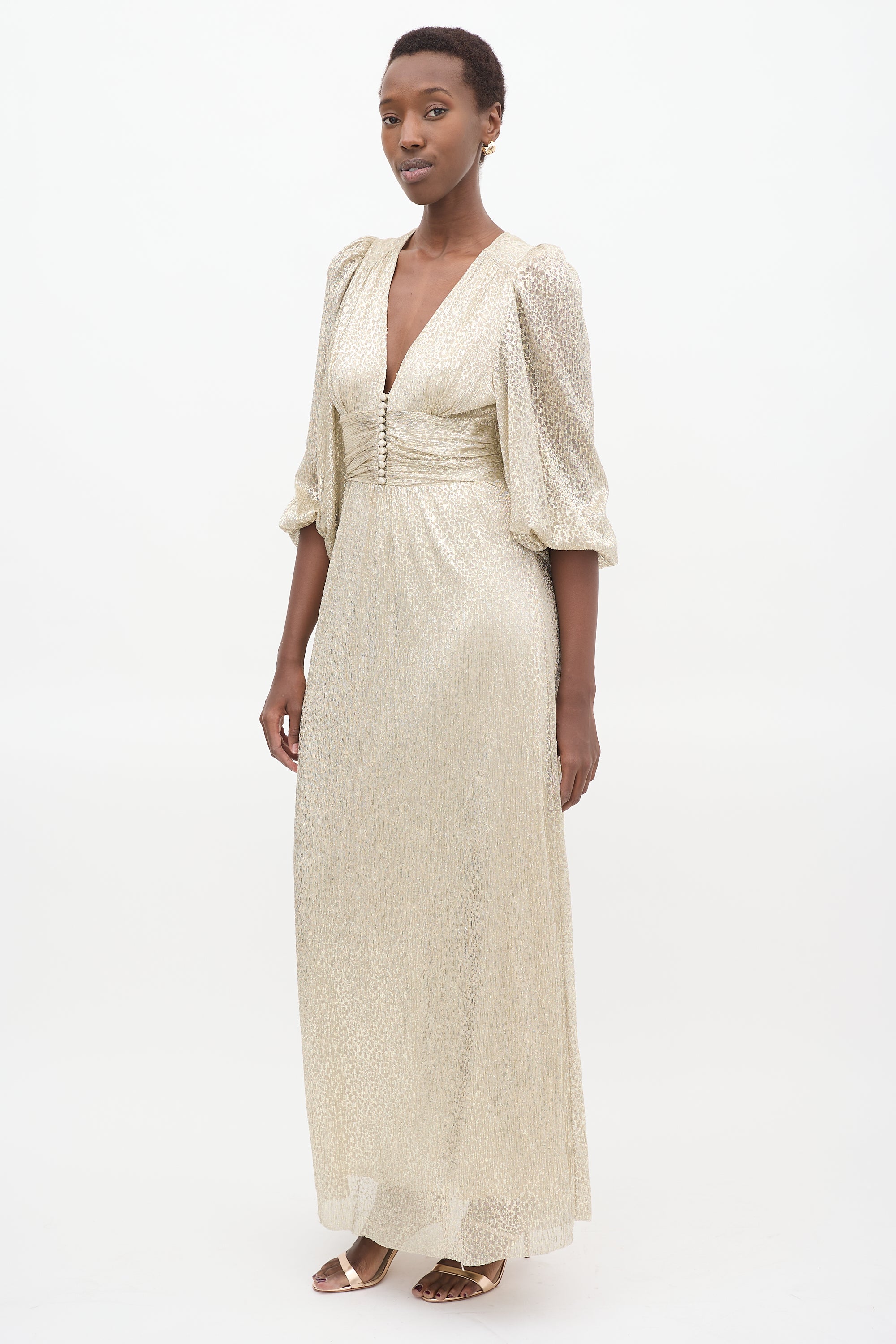 Ba&sh Gold Printed Celie Maxi Dress
