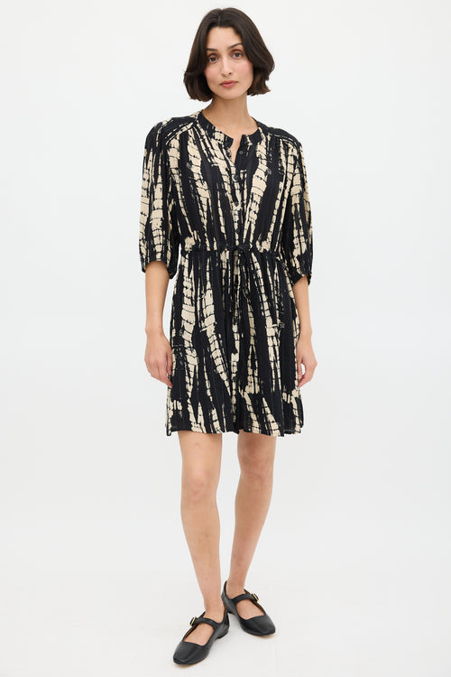 Ba&sh Black & Beige Tie Dye Kenya Mini Dress