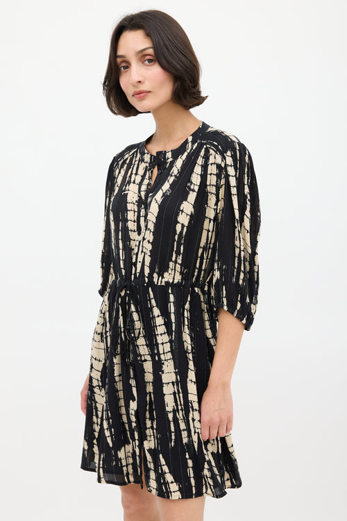 Ba&sh Black & Beige Tie Dye Kenya Mini Dress