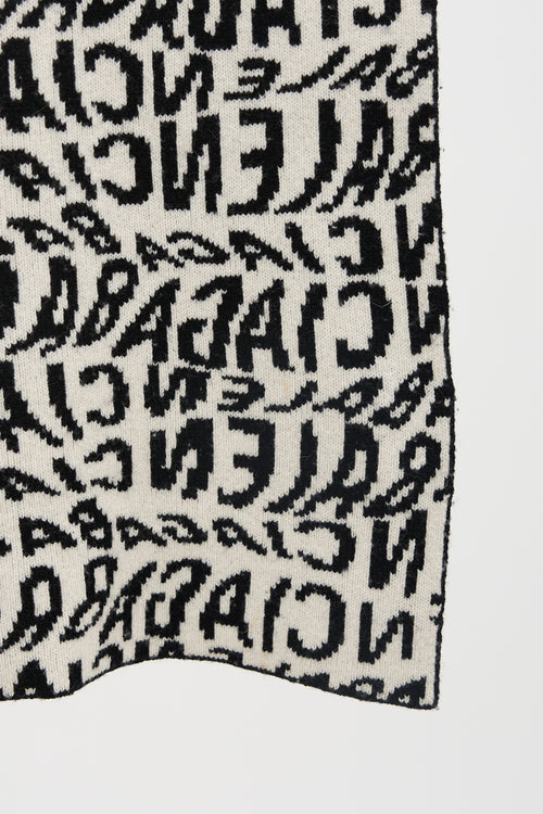 Balenciaga 2019 Wool Wave Allover Logo Scarf