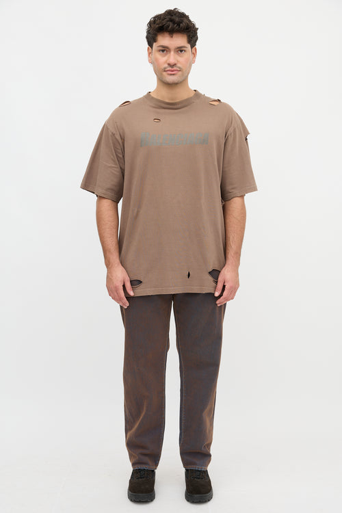 Balenciaga 2021 Distressed Logo T-Shirt