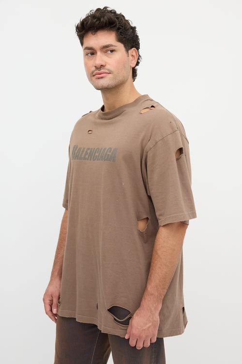 Balenciaga 2021 Distressed Logo T-Shirt