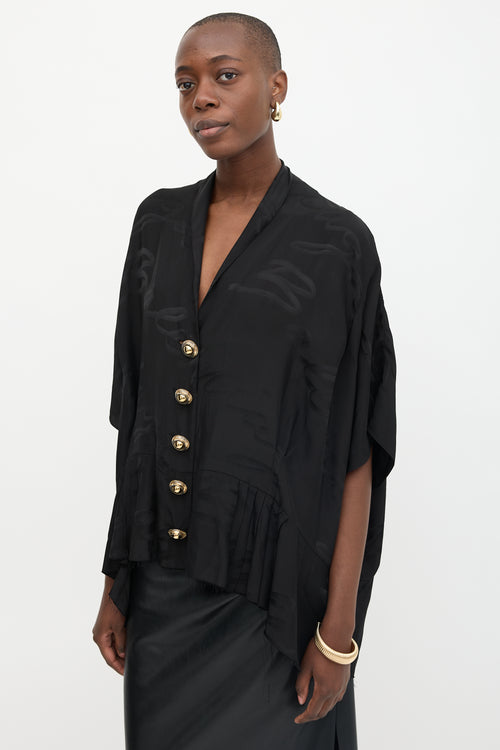 Balenciaga 2021 Satin Cursive Logo Blouse
