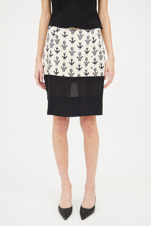 Balenciaga Cream & Navy Anchor Mini Skirt