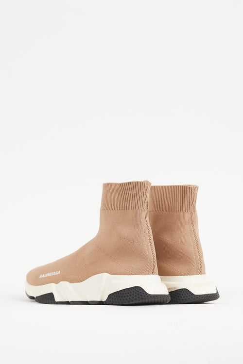 Balenciaga Beige & White Knit Speed Sneaker