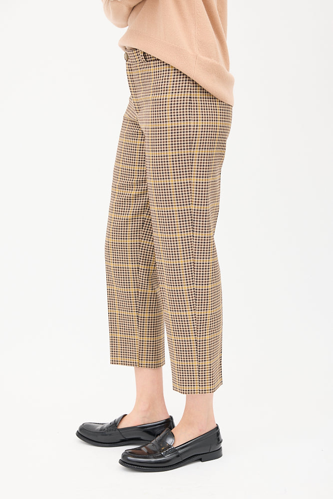 Balenciaga Beige & Multi Wool Check Cropped Trouser