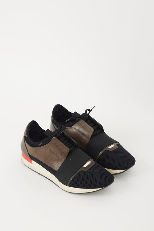 Balenciaga Black & Brown Race Runner Sneaker