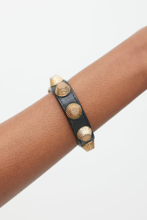 Balenciaga Black & Copper Studded Bracelet