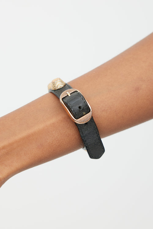 Balenciaga Black & Copper Studded Bracelet