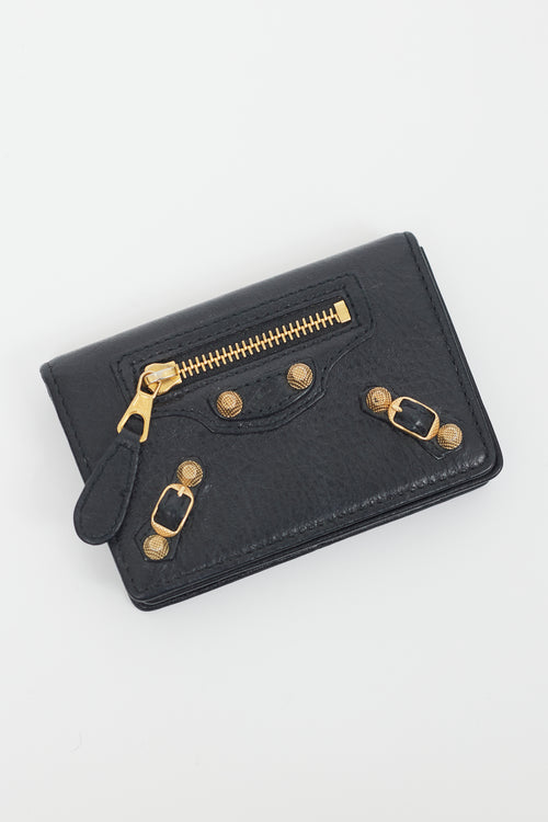 Balenciaga Black & Gold City Moto Bifold Cardholder