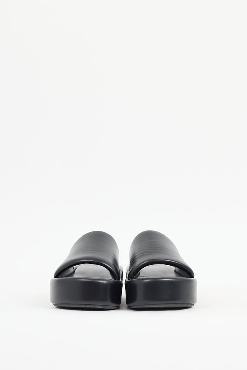 Balenciaga Black Leather Rise Platform Sandal
