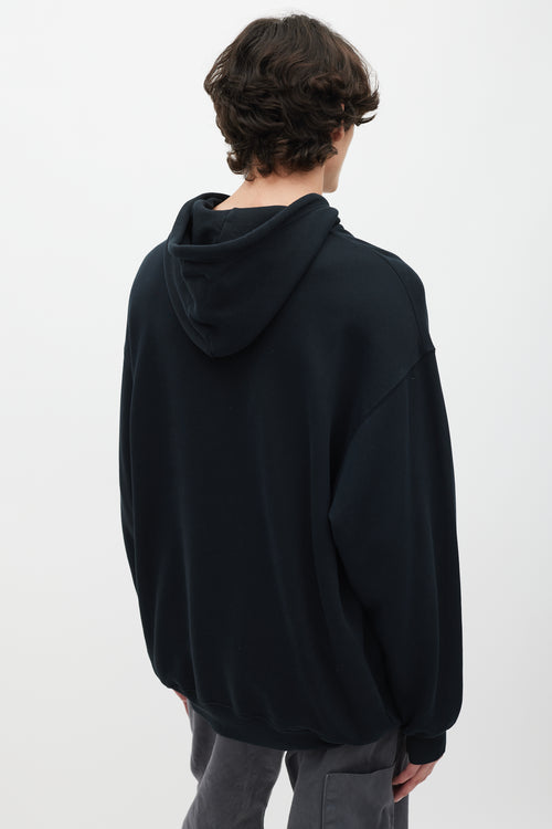 Balenciaga Black & Multicolour Embroidered Logo Hoodie