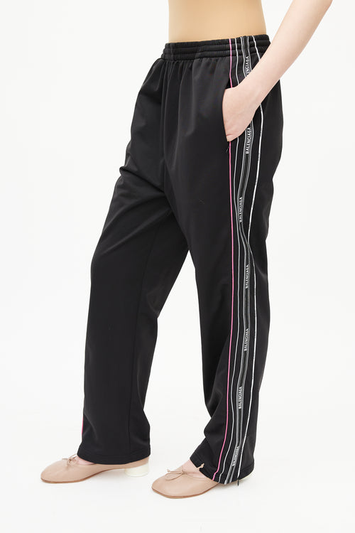 Balenciaga Black & Multicolour Logo Track Pant