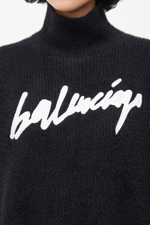 Balenciaga Black & White Knit Logo Sweater