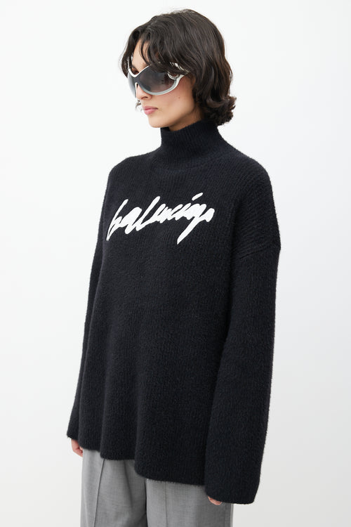 Balenciaga Black & White Knit Logo Sweater