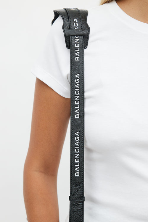 Balenciaga Black & White Logo Bag Strap