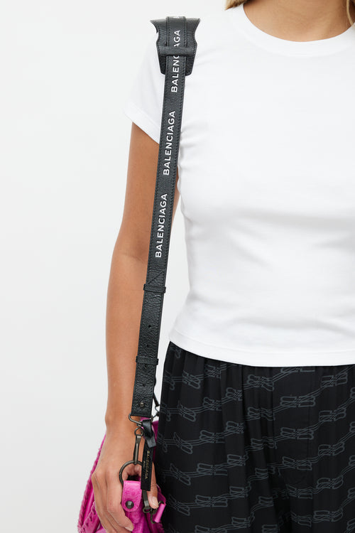 Balenciaga Black & White Logo Bag Strap