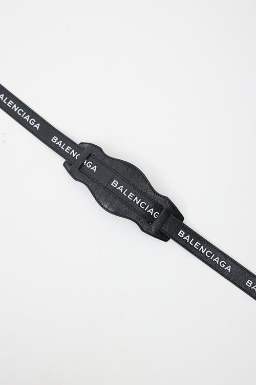 Balenciaga Black & White Logo Bag Strap