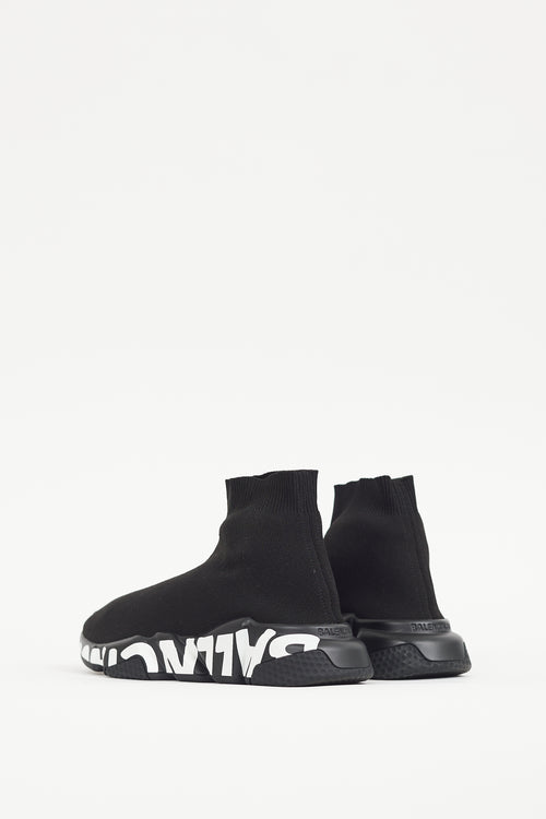 Balenciaga Black & White Logo Speed Knit Sneaker