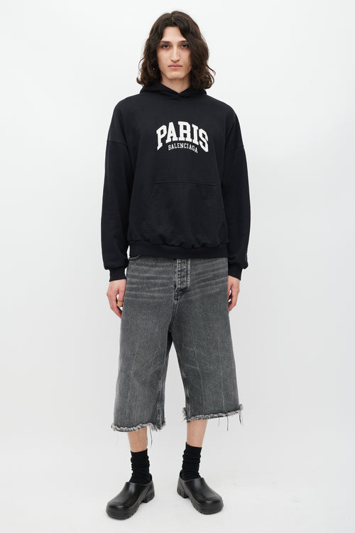 Balenciaga Black & White Paris Logo Hoodie