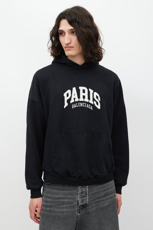 Balenciaga Black & White Paris Logo Hoodie