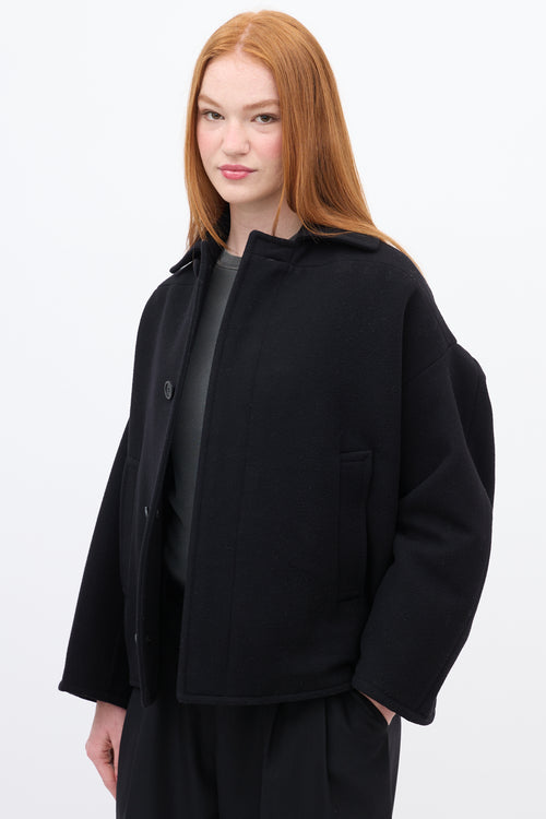Balenciaga Black Wool & Cashmere Upside Down Pea Coat