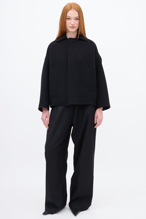 Balenciaga Black Wool & Cashmere Upside Down Pea Coat