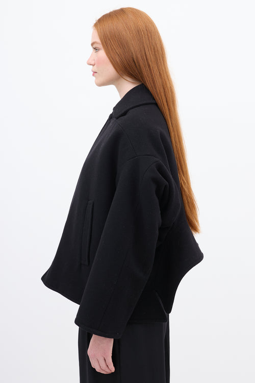 Balenciaga Black Wool & Cashmere Upside Down Pea Coat