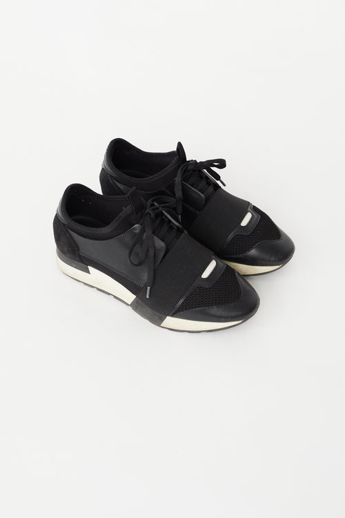 Balenciaga Black Textile & Leather Race Sneaker