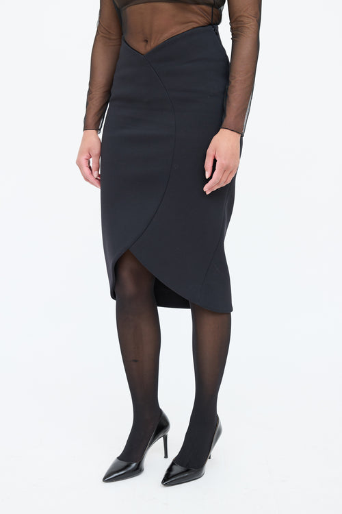 Balenciaga V Waist Asymmetrical Midi Skirt