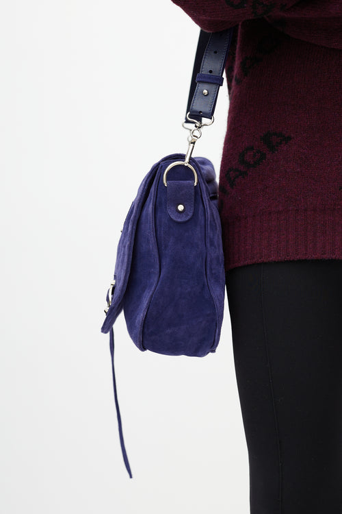 Balenciaga Blue Neo Folk Messenger Bag