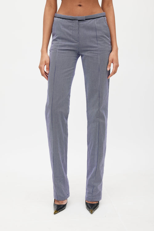 Balenciaga Blue & White Pinstripe Low Rise Trouser